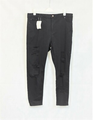 Asos Slashed Ripped Black Skinny Jeans Gr. 22 Uk 27 Leg CR013 HH 04