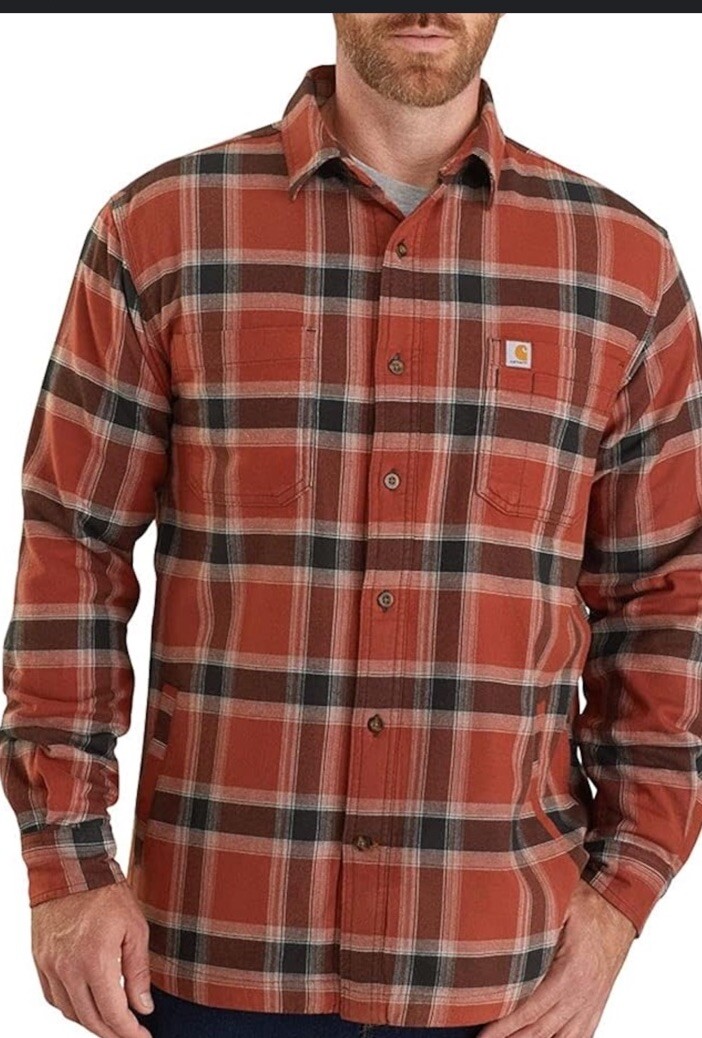 Carhartt 104450 R18 Mens M Plaid Fleece Lined Relaxed Fit Shirt Jacket  w/Pockets