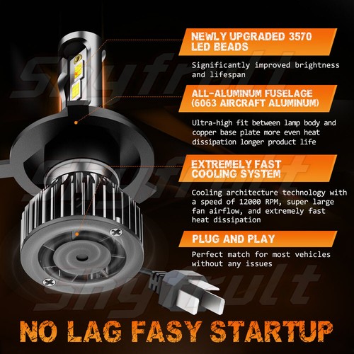 4pcs 4x6'' LED Headlights Hi/Lo For Chevrolet G10 G20 G30 1992-1995* - Picture 10 of 19