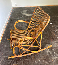 Vintage Brown bamboo Rocking Chair for Adults, Rocking Feature