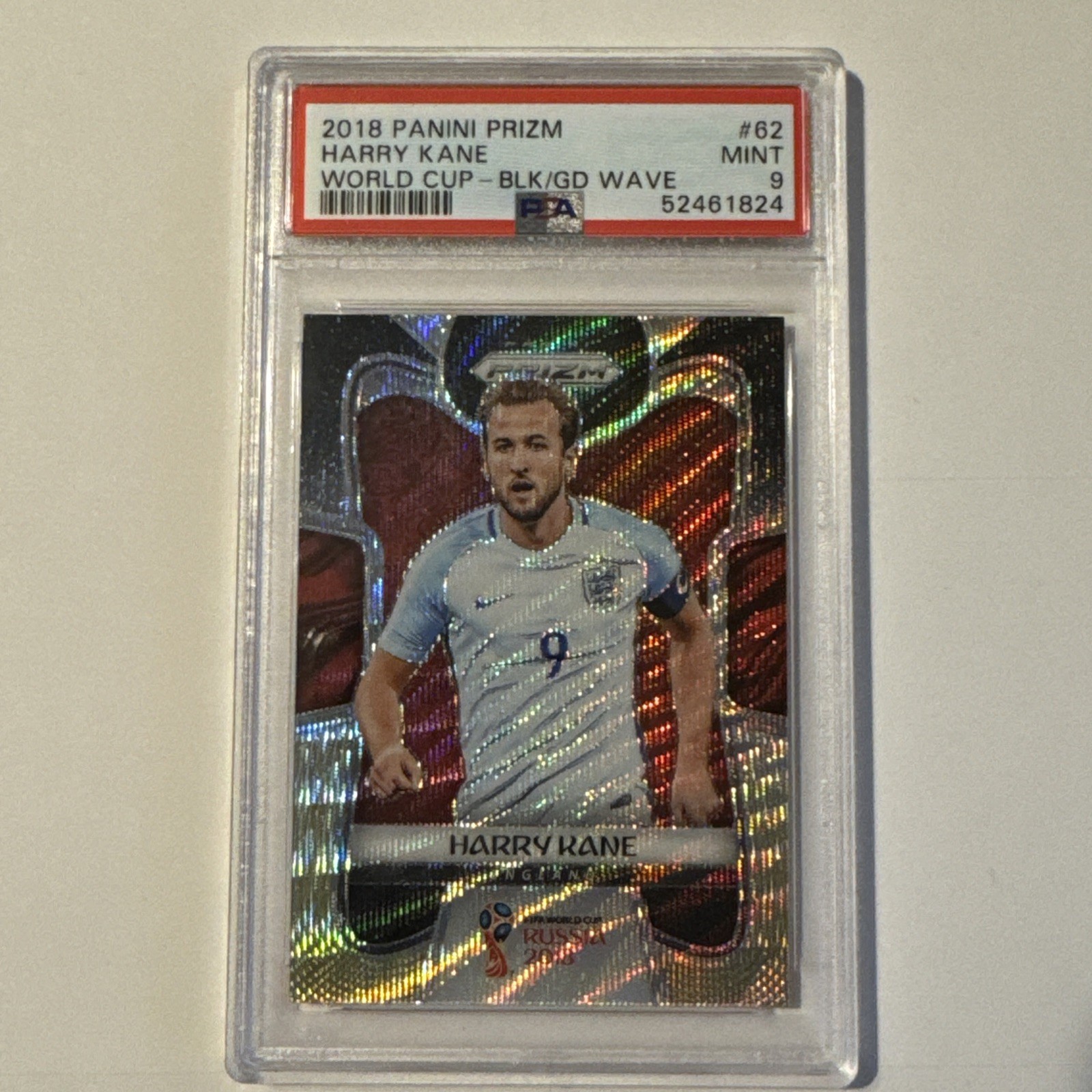 2018 Panini Prizm World Cup Harry Kane #62 Black Gold Wave Prizm PSA 9 Low Pop