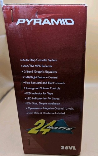 Vintage Pyramid Gold Series 26VL 24 Watt Open Box Car Stereo Cassette - Picture 2 of 4