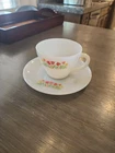 VTG Fire King Milk Glass Tulip Flower Floral Cup Saucer Anchor Hocking Oven Ware