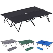 Outsunny 2 Person Folding Camping Cot Portable Military Sleeping Bed w/Carry Bag