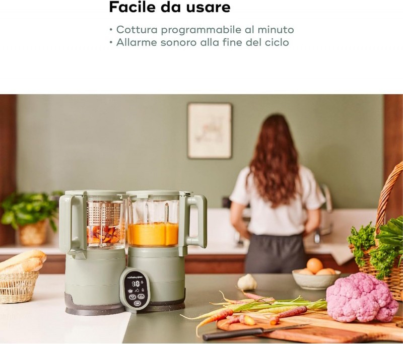 Robot da Cucina Omogenizzatore Cuoci Pappa a Vapore NutriBaby Glass Babymoov foto 2