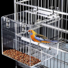 No Mess Bird Feeder for Cage, Automatic Acrylic Bird Feeder Seed Catcher Tray Ca