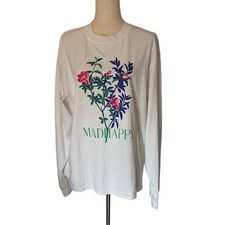Madhappy Floral Graphic Long Sleeve Shirt L White 100% Cotton Made in USA EUC