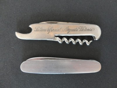 2 x alte Taschenmesser u.a. Werbung ''Selters-Sprudel Augusta Victoria''