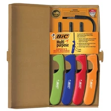 BIC Multi-purpose Classic Edition Lighter & Flex Wand Lighter, 4-Pack