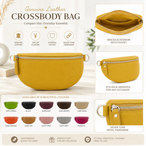 Ladies Bum Bag Leather Medium Crossbody bag/Casual Holiday Sling Bag