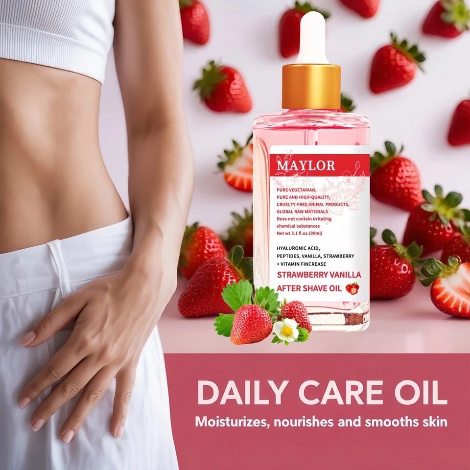 Aceite de fresa vainilla para después del afeitado para mujeres para una piel suave, suave servir después del afeitado Foto 2 de 4