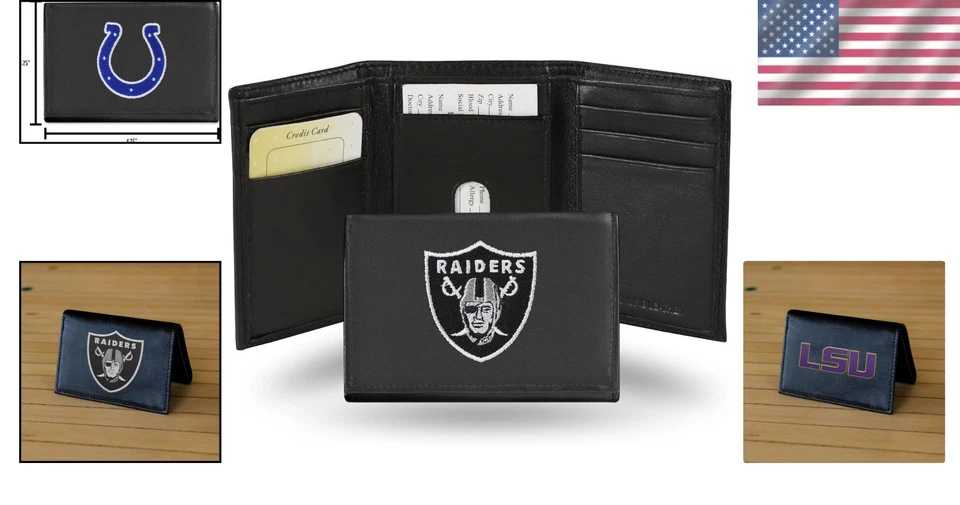 Oakland Raiders Leather Wallet, Black - Image 2 of 4
