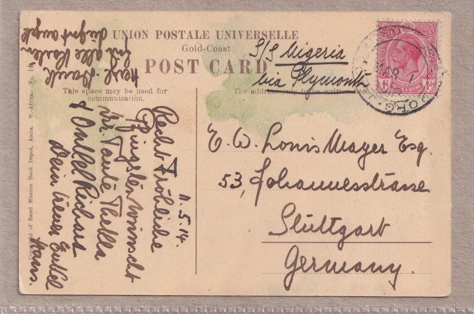 Ansichtskarte Britisch-Westafrika - Dodowah - Goldküste - Market Place - 1914 - Bild 2 von 2