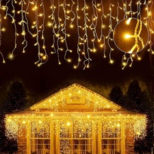 JXLEDYY 10m/320 Icicle Lights Warm White Outdoor Hanging Fairy Lights (G111)