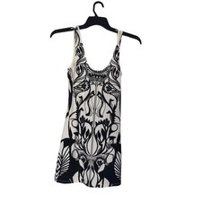 Free People Black White Symmetrical Floral Print Low Back Bodycon Dress Size S