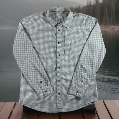 SIMMS Stone Cold Shirt Men s L Large Check Button Up Long Sleeve Brrr Nylon