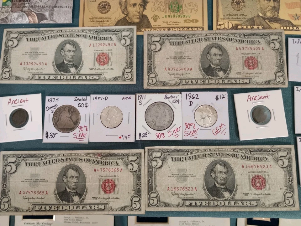 Huge Coin & Currency Lot .Gold, Platinum,Silver,Barber, Errors,OBW, Seated  - Image 2 of 4