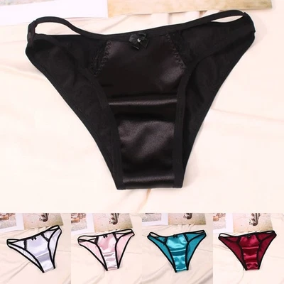 Underwear Women Panties Briefs Comfortable Knickers Lingerie Silk Satin - Image 1 of 4