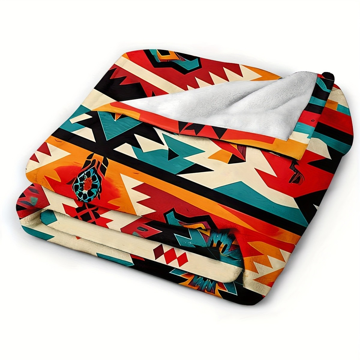 Southwest Aztec Tribal Pattern Flannel Throw Blanket Soft Warm Fleece Cozy