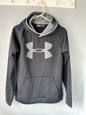 Boys Youth Black Pullover Hoodie With Gray Logo Size xl