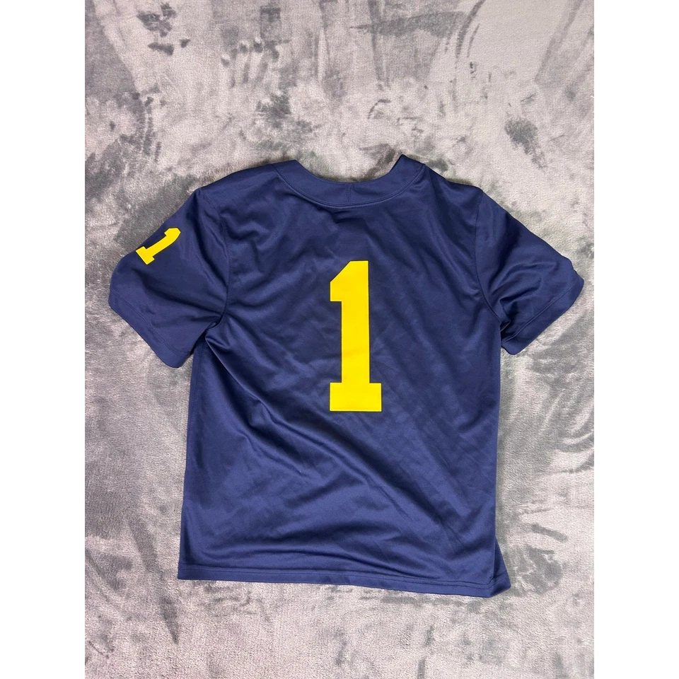 Jordan Michigan Wolverines Number 1 Dri Fit Youth Jersey Size Medium - Image 4 of 4