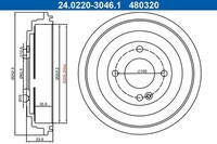 2X Ate 24.0220-3046.1 Bremstrommel Hinten Passt Zu: Hyundai Accent Iv, I20 Activ
