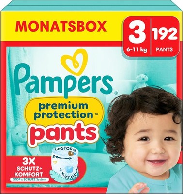 Pampers Premium Protection Pants Größe 3 6-11 kg 192 Stk 360 Grad Fit