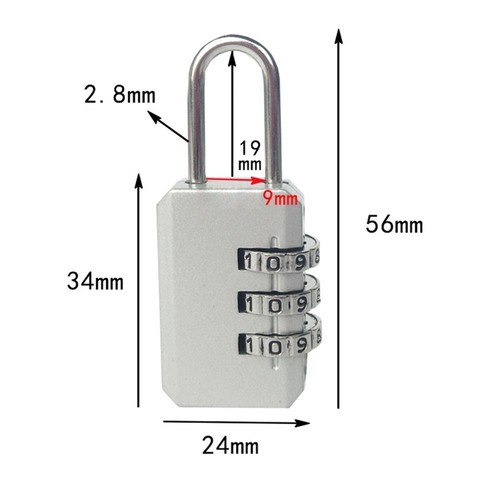Password Lock Backpack Zipper Lock Dormitory Cabinet Lock Luggage Padlock - Picture 2 of 17
