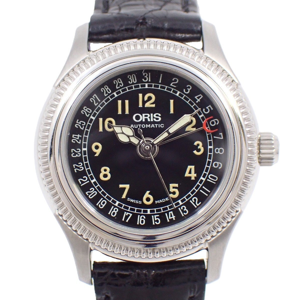 Oris Pointer Date Automatic Women s Watch Black Dial Leather Strap 584 7472 Iok