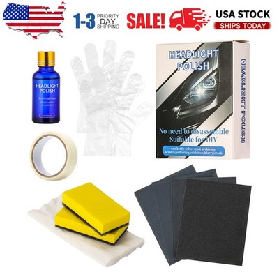 Pro Car Headlight Lens Restoration Repair Kit Polish Cleaner Cleaning Tool USA R