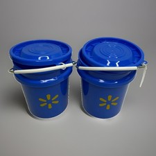 Lot Of 2-  Walmart Mini Bucket Blue w/ Yellow Star, With Lids - Mini 5 Gallon