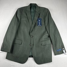 New Stafford Mens Dark Green 100 Wool Sport Coat 44R American Wool office