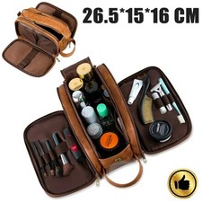 Vintage Kosmetiktasche Leder Kulturbeutel für Herren Reise Rasier Toiletry Kit