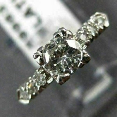 ANTIQUE .35CT OLD MINE DIAMOND PLATINUM GOLD 3D CLASSIC ENGAGEMENT RING #9963
