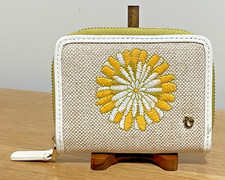 SPARTINA 449 Embroidered Cotton/Jute Fabric Wallet, Leather Trim, LN