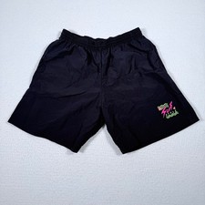 Vintage Surf Style Black Swim Trunks Retro Surf Shorts Neon 90s Men's Large Y2K