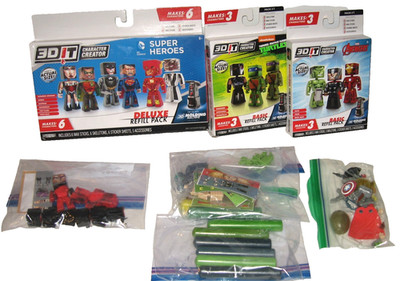 NIB Lot Mold Maker AVENGERS-TMNT Refill Packs 3D-IT Superhero Deluxe + Extras