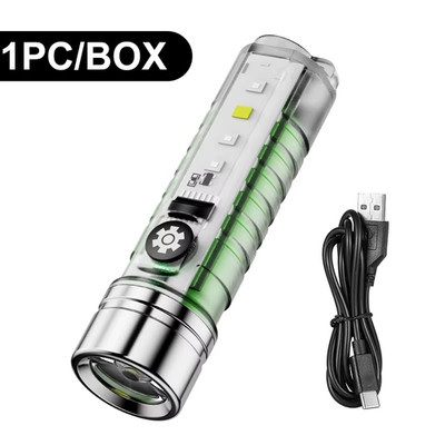 Mini Keychain Flashlight Type C Fast Charging Waterproof Flashlight Multi-Functi