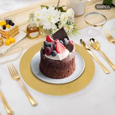 100pcs Charger Plates Set Round Gold Serving Plate For Wedding Party Baby Shower