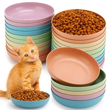 20 Pcs Shallow Cat Bowl Set, 5.5 Inch Plastic Cat Food Plates for Wet Food, S...