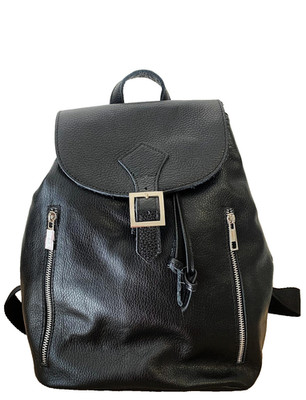 Damen Rucksack Schwarz ECHT LEDER Rucksack Eimer Schulter Taschen Made in Italy