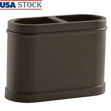 Bronze Metal Toothbrush Holder Organizer Sleek Bathroom Storage Ideal Daily Use