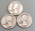 LOT OF 3   1957-D WASHINGTON  QUARTER  90% Silver ( lot 14)