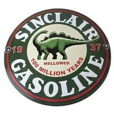 Vintage Sinclair Gasoline Sign - Dino Service Station Gas Pump Porcelain Ad Sign