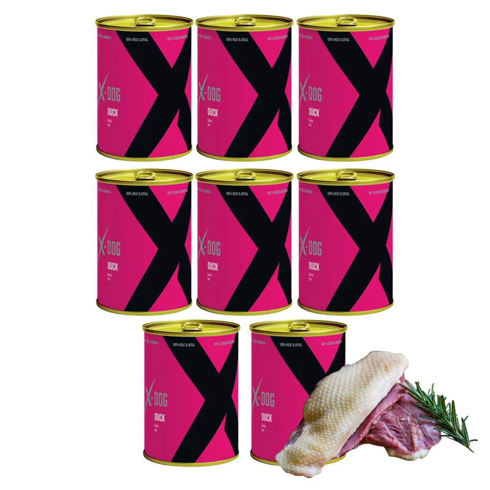 Hundefutter Nassfutter Hund 8 x 1200g mit Ente Getreidefrei Monoprotein X-DOG - Bild 2 von 4
