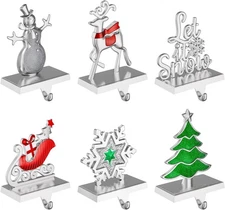Christmas Stocking Holders for Mantle Weighted Metal Hangers Sliver 