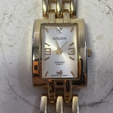 Vintage Gruen Diamonds Quartz Gold Plated Ladies Dress Watch