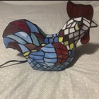 Tiffany Style Stained Glass Rooster Chicken Table Lamp Light 12" L x 10" H x 5"W