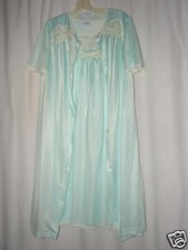 Vintage Lorraine Nightgown and Robe Blue Peignoir Set size small