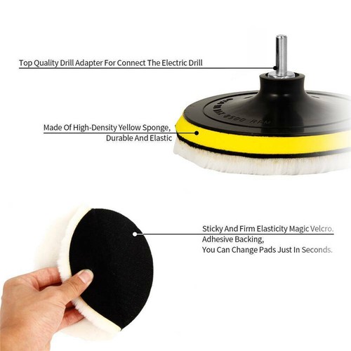 5Pcs Buffing Pads Sanding Polishing Wool Wheel Mop Kit For Car Polisher Drill - Picture 10 of 13